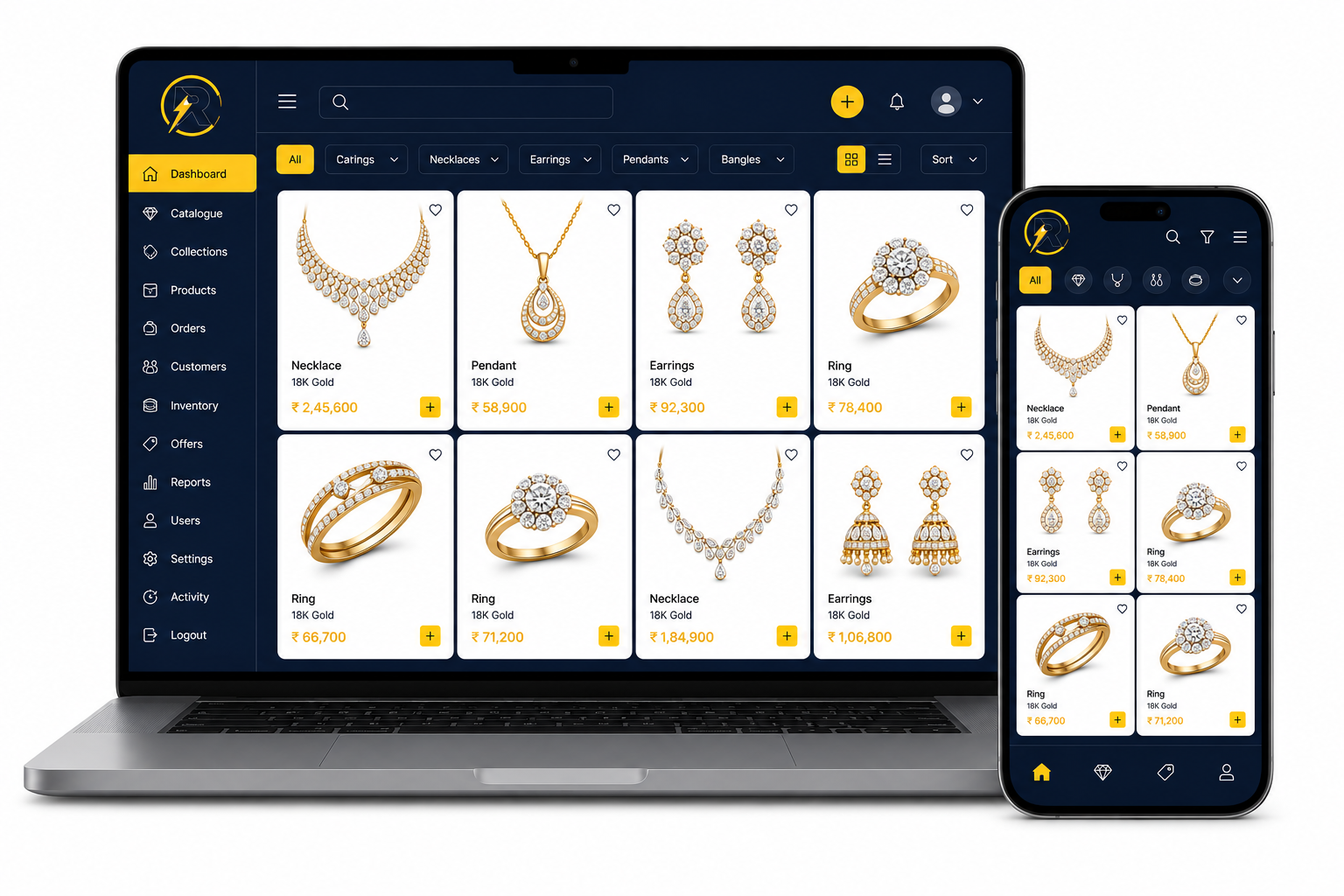 Jewelzie storefront on laptop and phone
